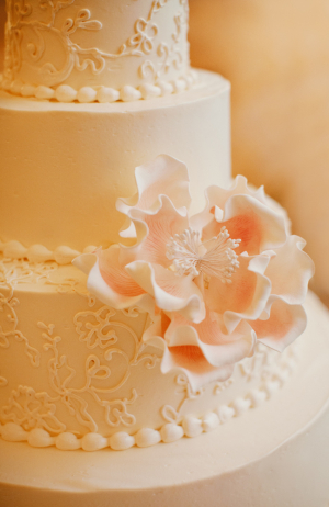 Wedding Cake With Pink Sugar Flowers