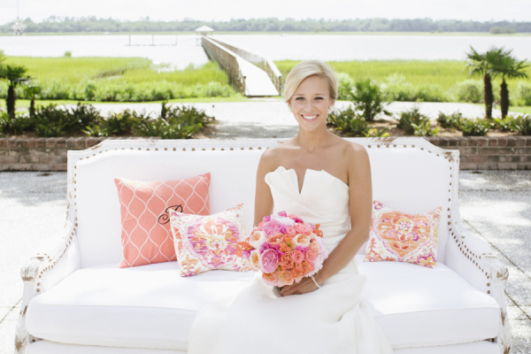 Bridal Portrait on Outdoor Couch