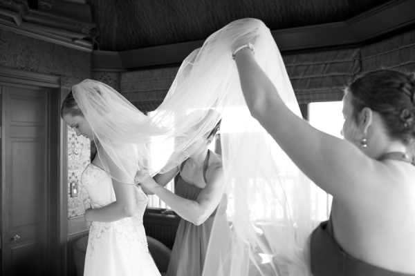 Bride Dressing at New England Inn