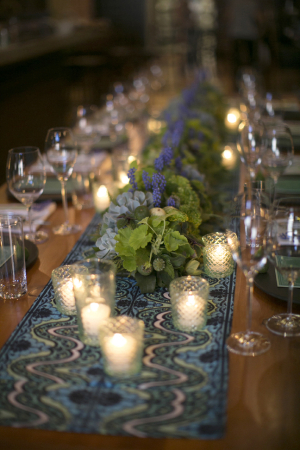 Bright Blue and Lavender Tablescape