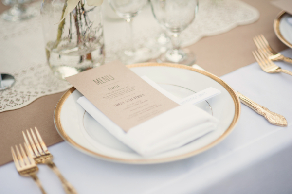 Gold and Burlap Reception Table Decor