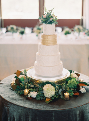 Gold and White Wedding Cake