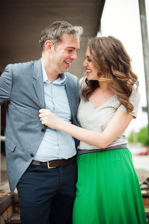 Green and Navy Couple Engagement Outfits