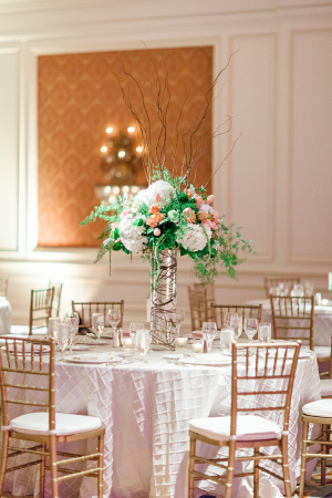 Hydrangea Curly Willow and Baby Fern Reception Centerpiece
