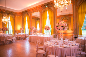 Pink Reception Decor France Destination Wedding