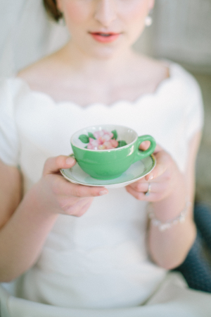 Pink and Green Floral Teacup