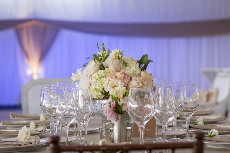 Pink and Green Flowers Reception Decor
