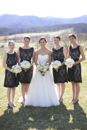 Short Black Lace Bridesmaids Dresses