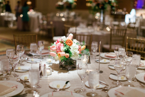 Taupe Pink and Green Reception Decor