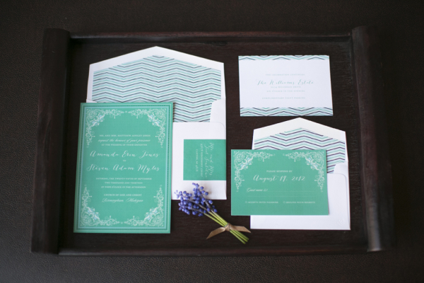 Turquoise and Lavender Stationery Suite
