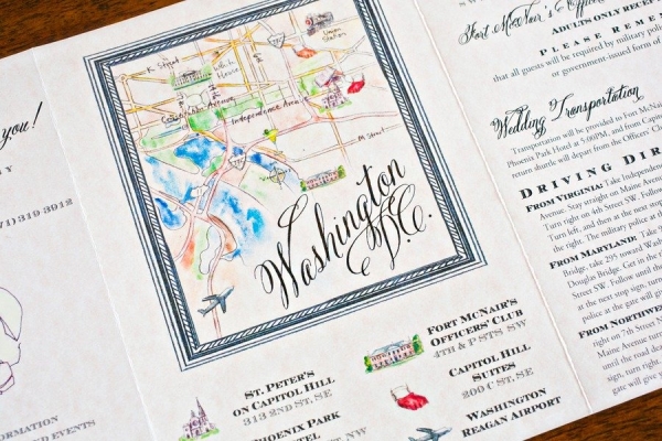 Watercolor Wedding Map