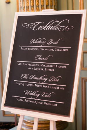 Wedding Cocktail Menu Board