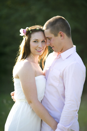White Strapless Dress for Engagement Portrait
