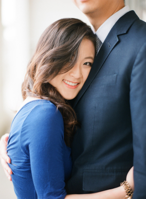 Blue Dress in Engagement Portrait From Christine Choi