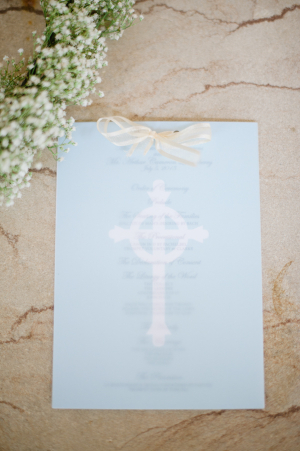 Blue Wedding Program With Cross