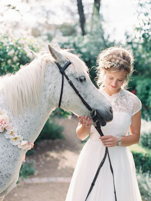Bohemian Bride With White Horse