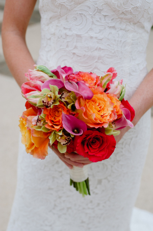 Bold Pink and Orange Bridal Bouquet