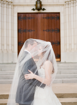 Bride and Groom Veil Portrait