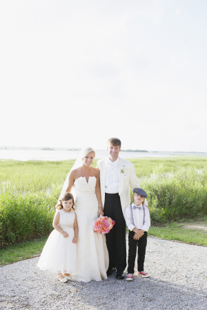 Bride and Groom with Flower Girl and Ring Bearer
