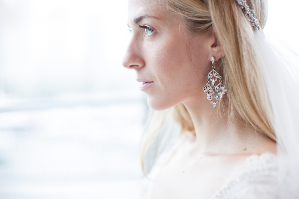 Bride in Chandelier Earrings