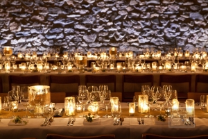 Candle and Glassware Centerpiece