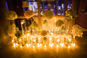 Candle and White Bouquet Reception Decor