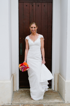 Cap Sleeve Column Style Wedding Gown