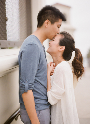 Casual Ponytail Long Hair in Engagement Photos