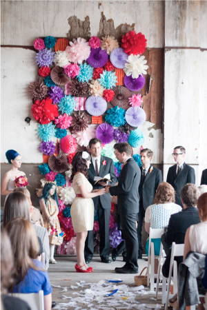 Colorful Paper Pinwheel Ceremony Backdrop