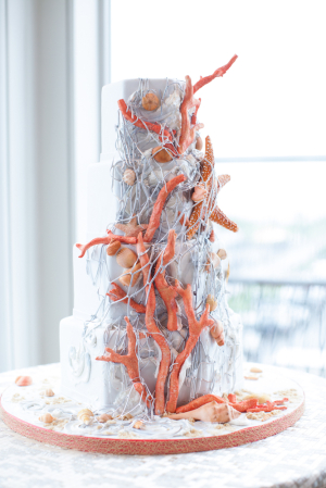 Coral Starfish Wedding Cake