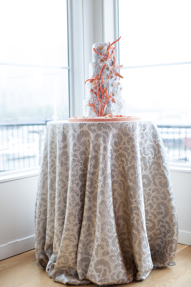 Coral and Starfish Wedding Cake
