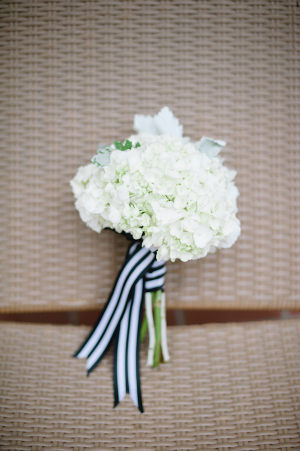 Hydrangea Bouquet With Striped Ribbon