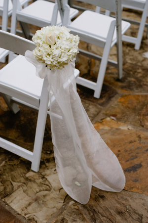 Hydrangeas on Aisle Chair at Wedding