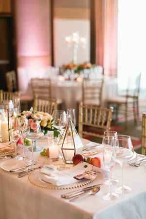 Pink Peach and Gold Reception Decor