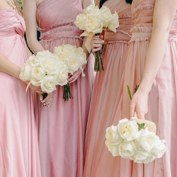 Pink Silk Bridesmaids Dresses