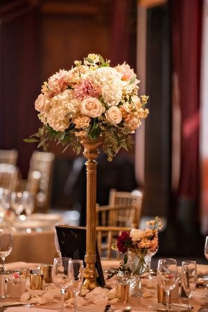 Pink and Blush Floral Topiary Reception Decor