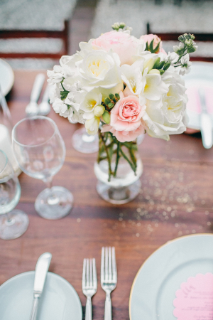 Pink and White Florals Neutral Reception Decor