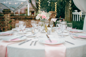 Pink and White Linens Outdoor Charleston Reception