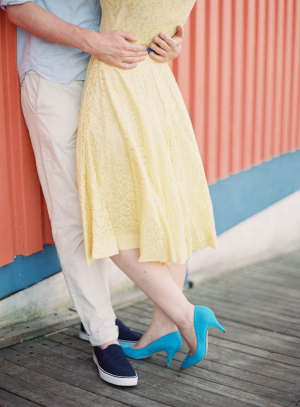 Turquoise Suede Heels With Yellow Dress