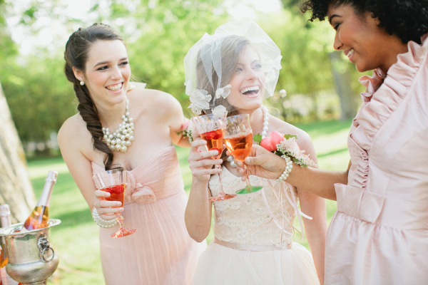 Vintage Inspired Tea Party Pink Champagne Toast