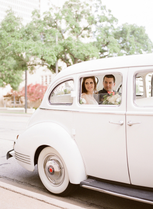 Vintage White Car at Wedding
