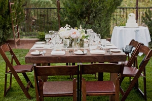 Wood Table and Chairs at Outdoor Reception