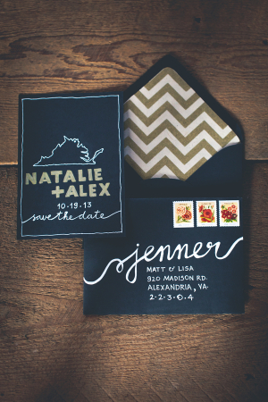 Black and Gold Save the Date Cards