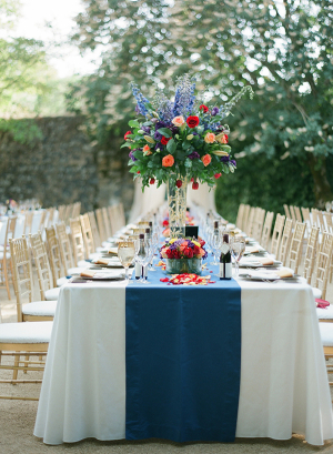 Blue Red and Gold Reception Decor