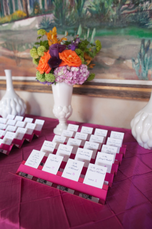 Bright Pink Reception Place Card Display