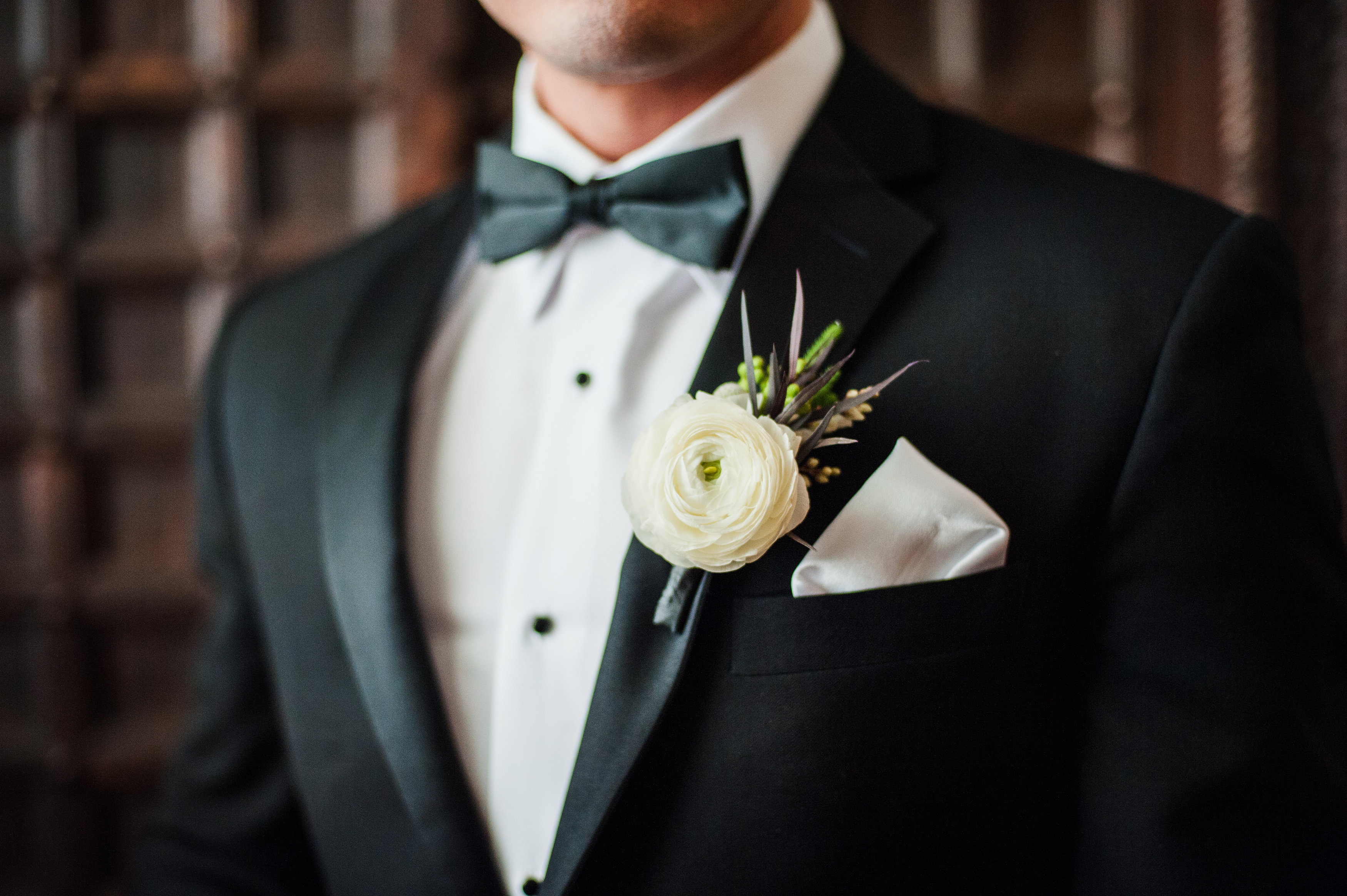 Cream and Green Boutonniere