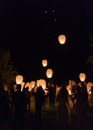 Floating Lanterns at Wedding Reception