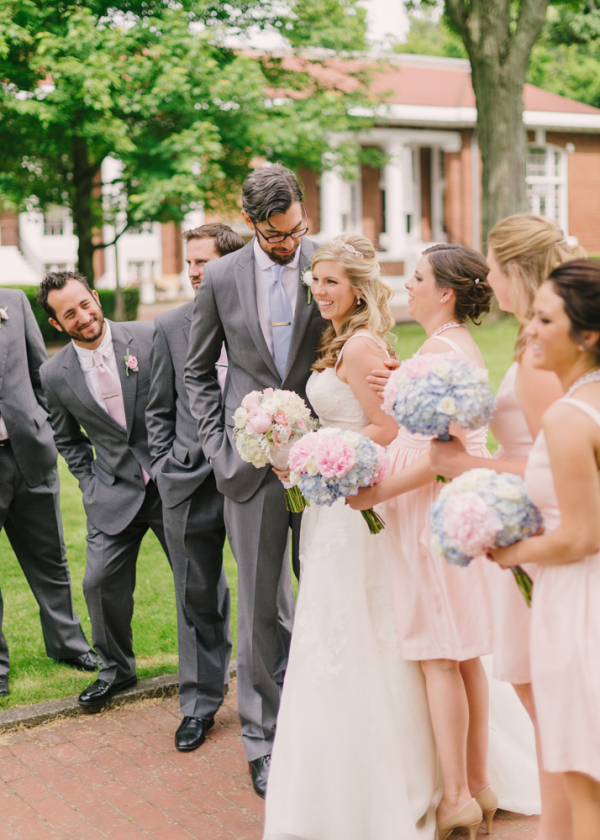 Gray and Pink Wedding Party