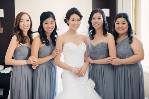 Long Gray Blue Bridesmaids Dresses