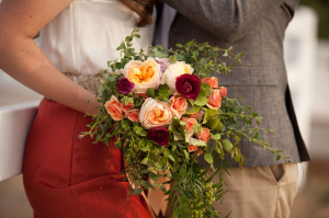 Peach and Red Greenery Bouquet